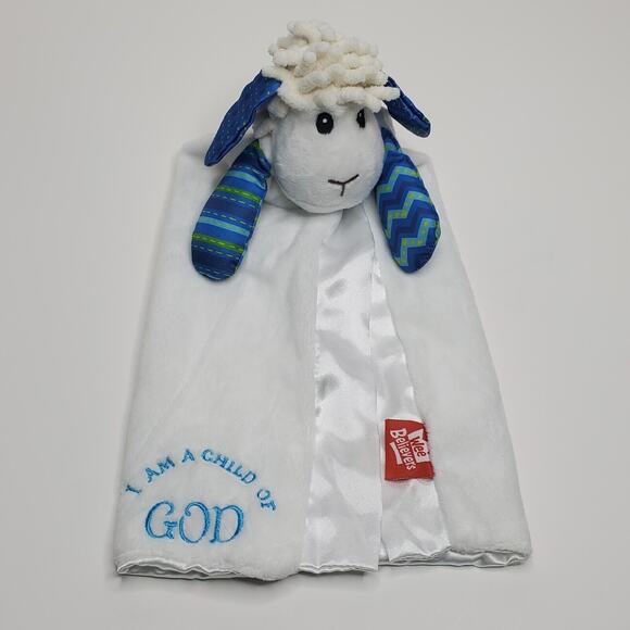 Wee Believers Child of God Lamb Sheep Lovey White Blue Security Blanket - Picture 13 of 13